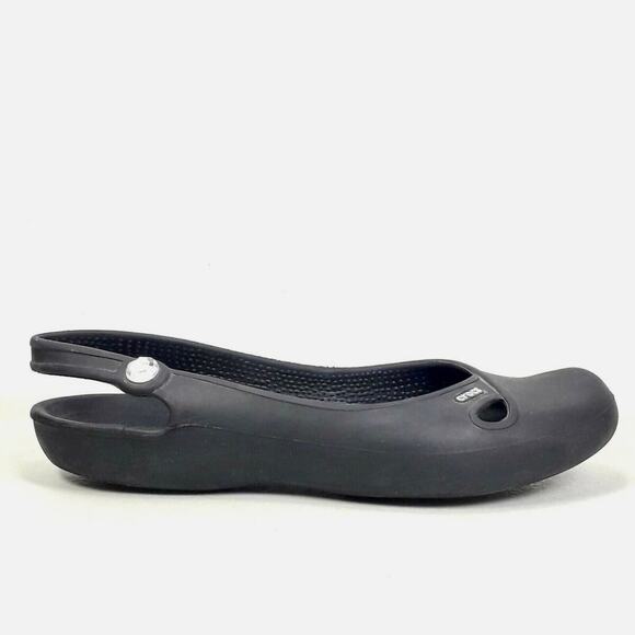 Crocs 'Olivia' Slingback Women's 11 Ballet Flat Jewel Accent Black Comfort Shoe - Picture 1 of 7